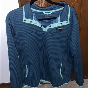 Women’s Blue LLBean Quarter Knit Pullover XL Reg